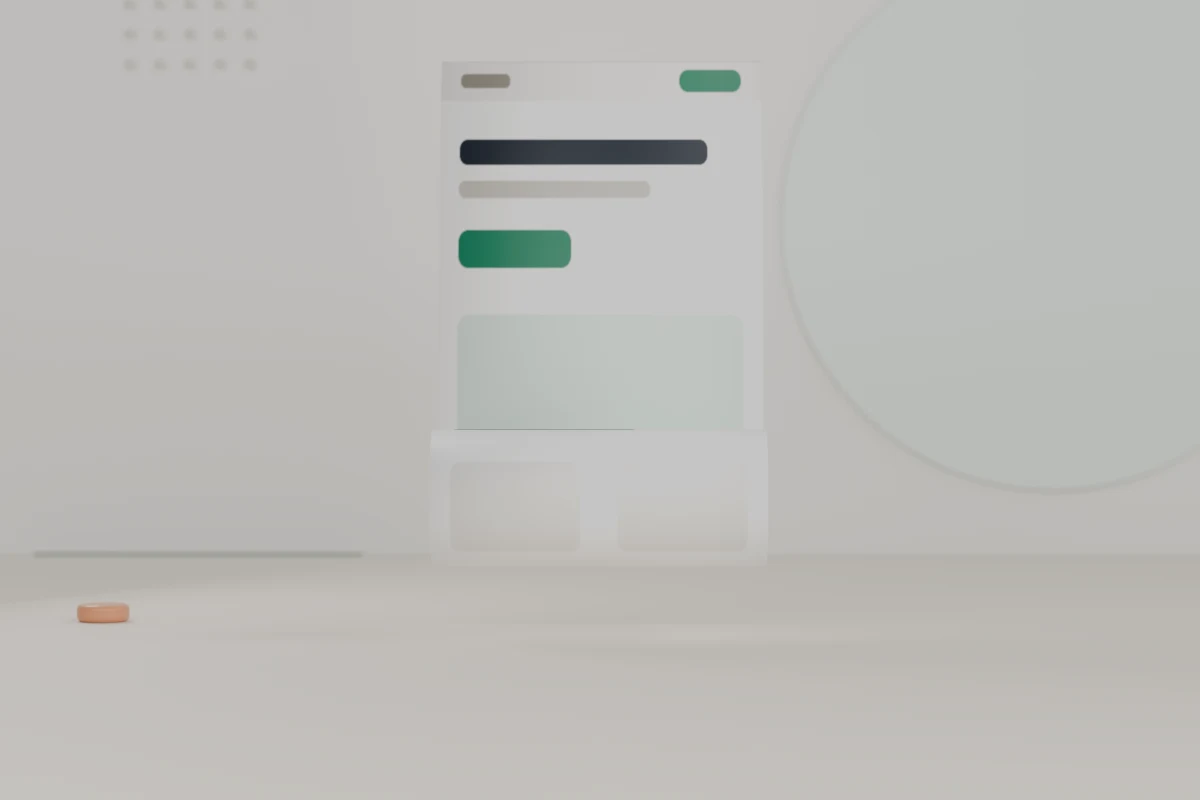 Minimalistinen havainnekuva yhden sivun verkkosivun rakenteesta ja mobiilinäkymästä.