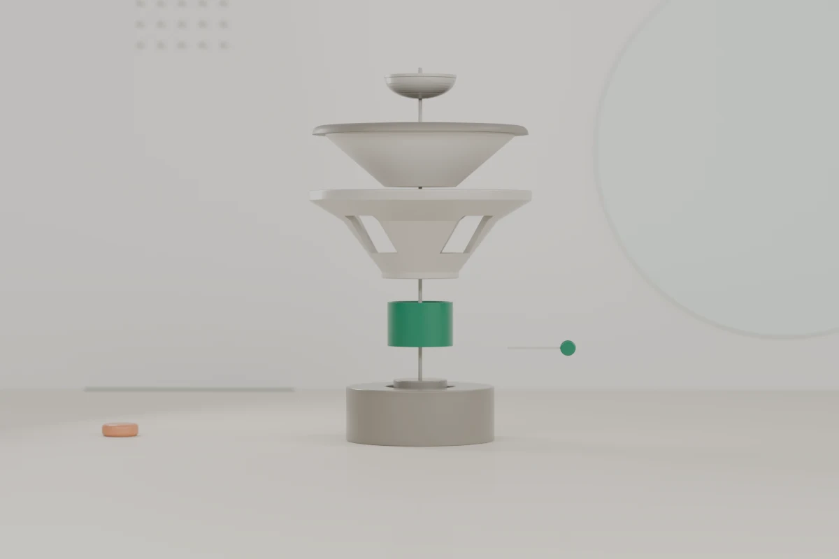 Minimal illustration of a product animation: the same shape repeats along a motion path above a timeline of keyframes.
