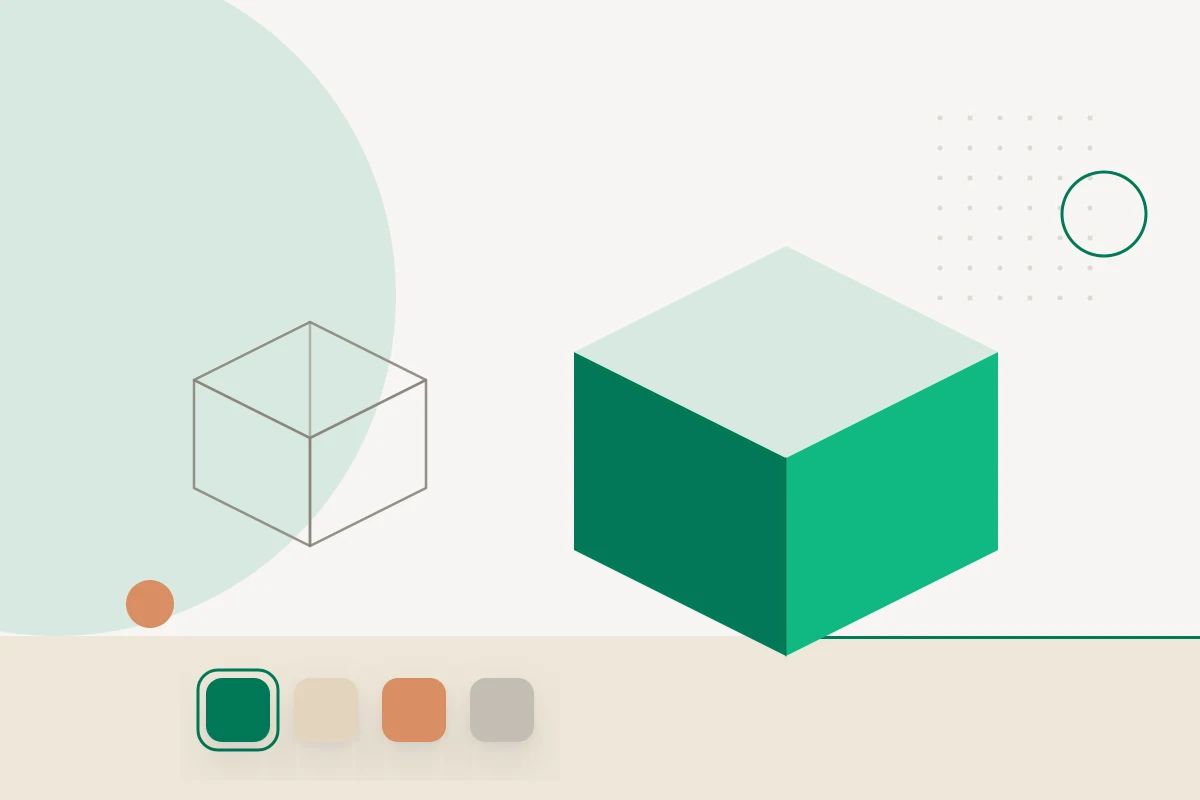 Minimal 3D concept visual for showing a product, space, or idea on a website.