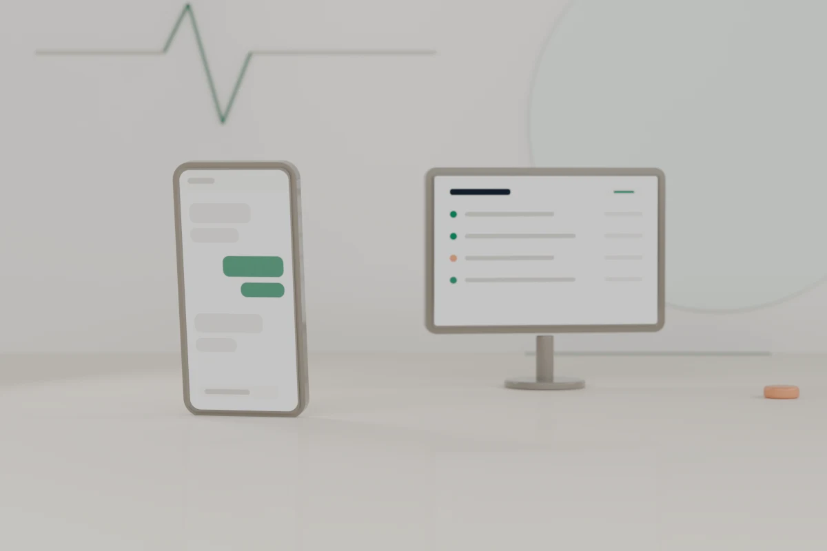 Minimal visual of technical website support, content blocks, and chatbot knowledge base work.